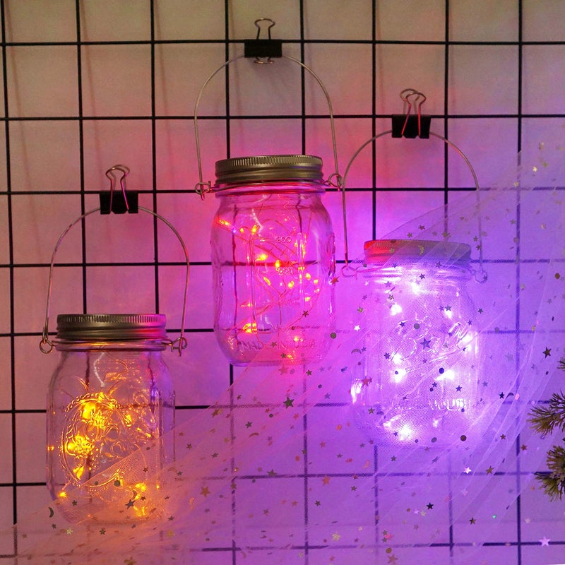 Decorman Solar Mason Jar Lid Lights, 6 Pack 20 LED Waterproof String Fairy Star Firefly Jar Lids Lights for Patio Garden Yard Lawn Party Wedding Christmas Decoration(Jars & Hangers Not Included) - Image 5